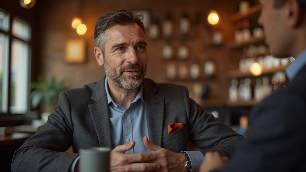 Volwassene in klassieke Nederlandse outfit die Nederlands spreekt tijdens een informeel ontmoeting in een gezellig café